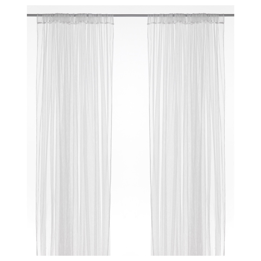 3x Pair IKEA LILL Sheer Curtains White Mesh - Picture 3 of 4